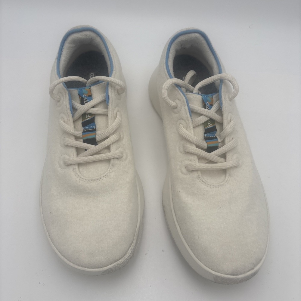 Allbirds Wool‎ Runner 2 WR2 White Blue Athletic Running Shoes Womens Size 10.5